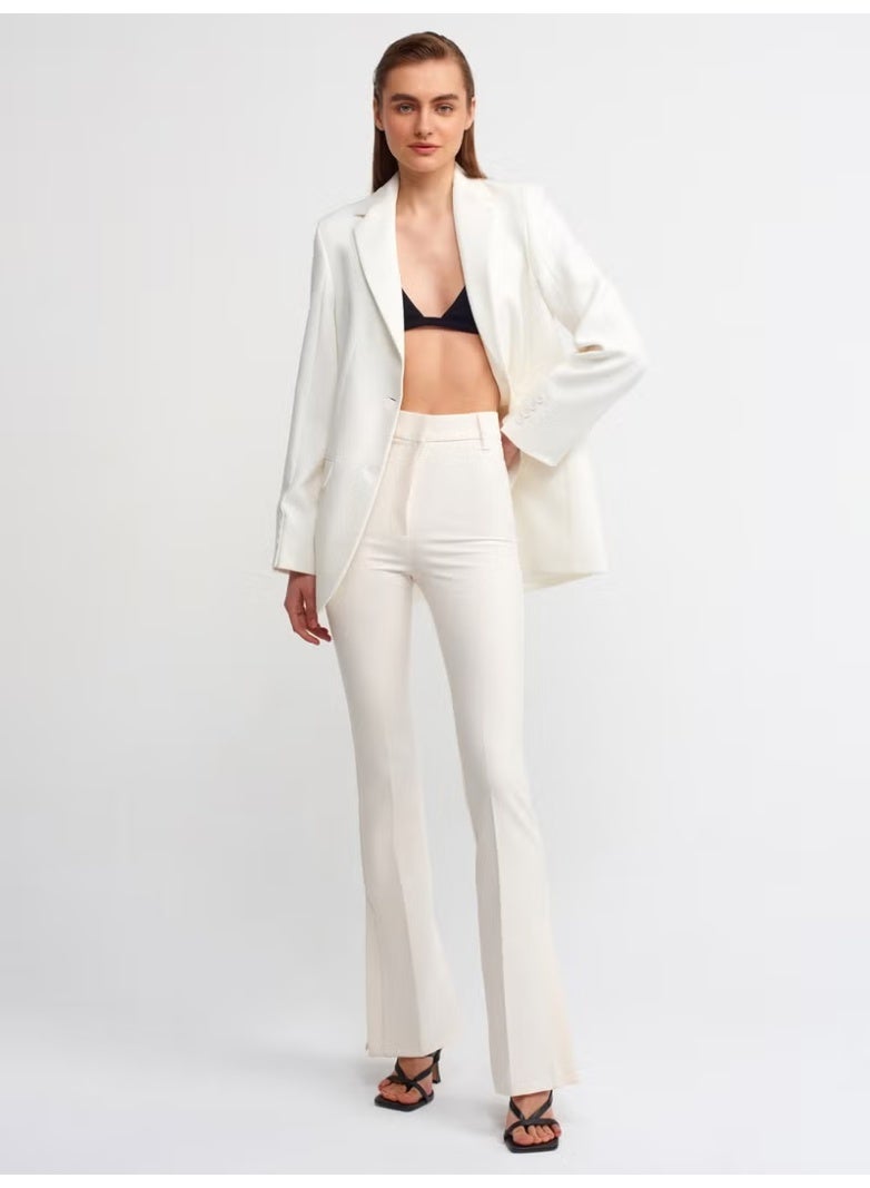 Dilvin 5019 Slit High Waist Trousers-White - Image 1