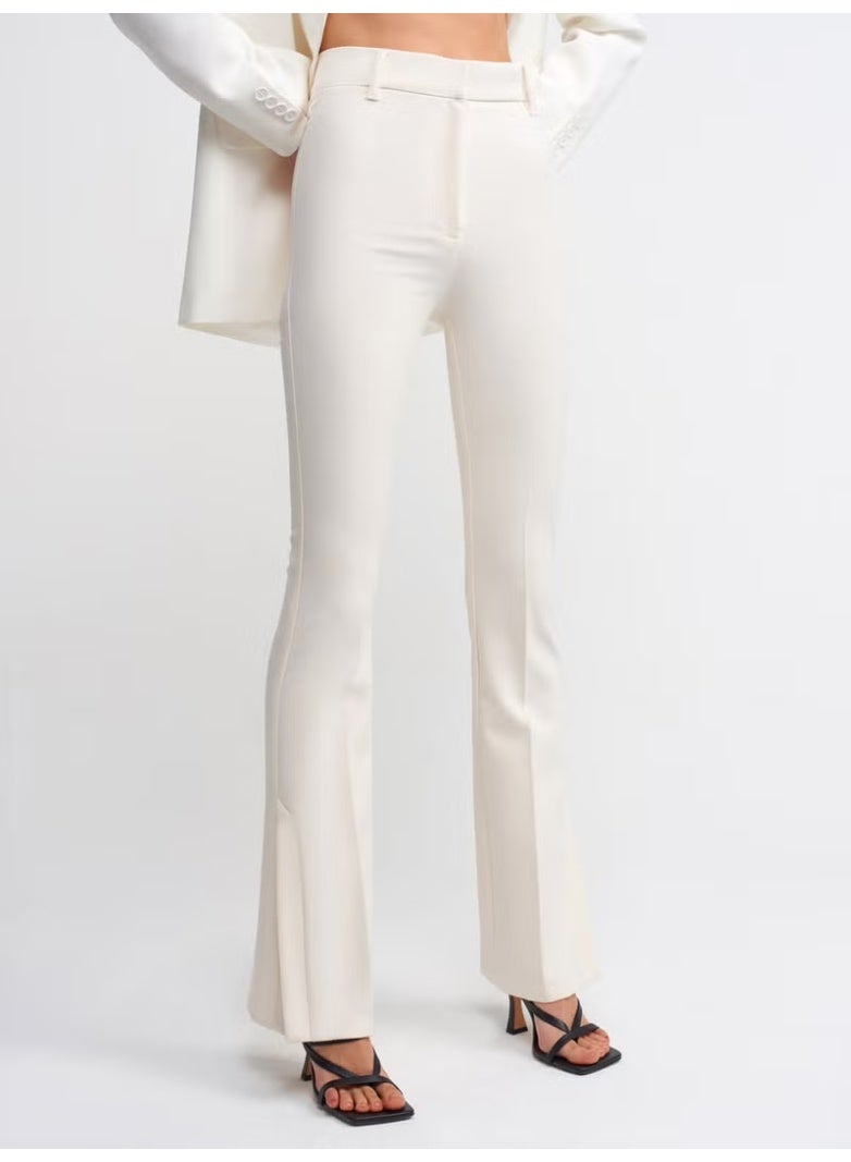 Dilvin 5019 Slit High Waist Trousers-White - Image 3