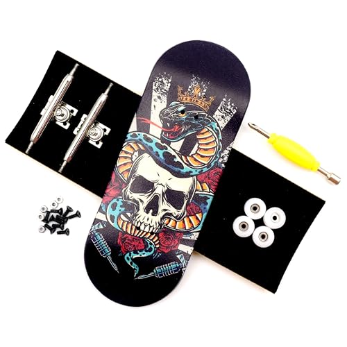 RACOFSB 36mm Pro Fingerboard with Wooden Finger Skateboard Deck Upgraded Finger Board Trucks Street Shape Bearing Wheels Skull - Image 1