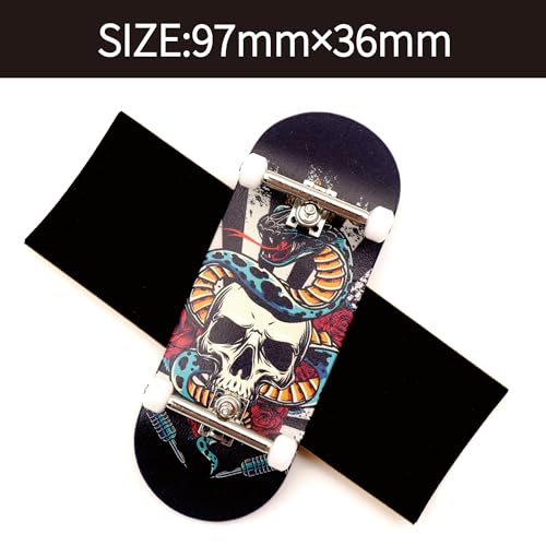 RACOFSB 36mm Pro Fingerboard with Wooden Finger Skateboard Deck Upgraded Finger Board Trucks Street Shape Bearing Wheels Skull - Image 5