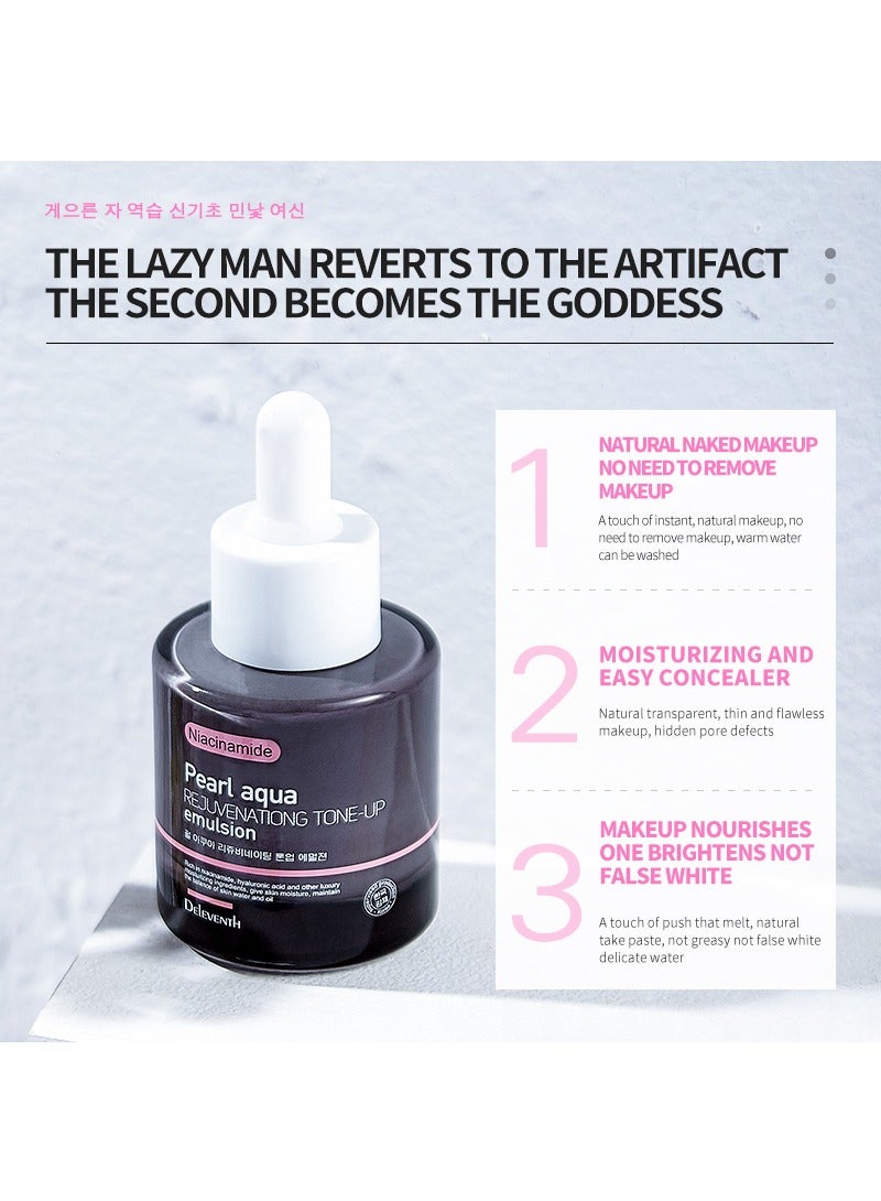 DEleventh Korean Brand Pearl Aqua Rejuvenationg Tone-Up Emulsion 30ml / with Niacinamide, and Vitamins B5 & Vitamins E for a Bright, Hydrated, and Youthful Complexion - Image 3