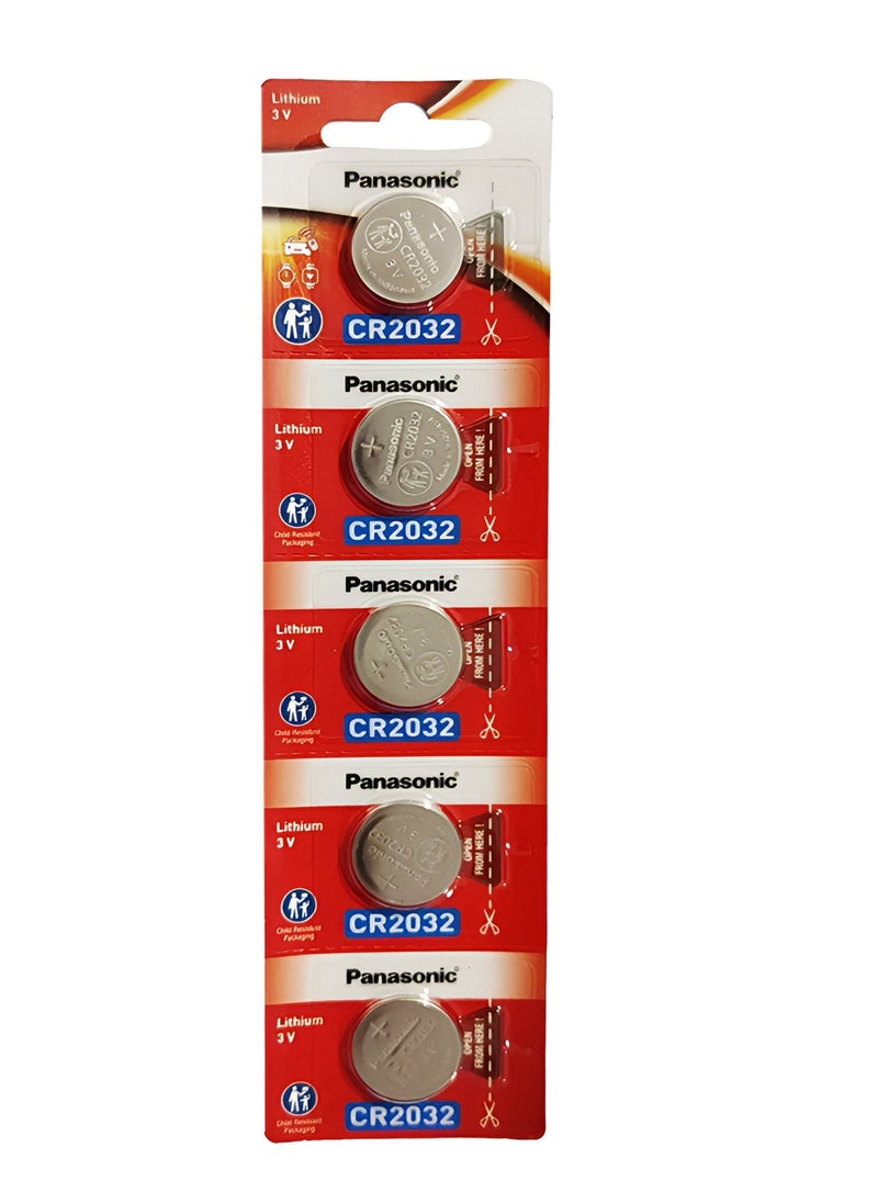 Panasonic CR2032 Lithium 3V Battery 5 Pcs 14g