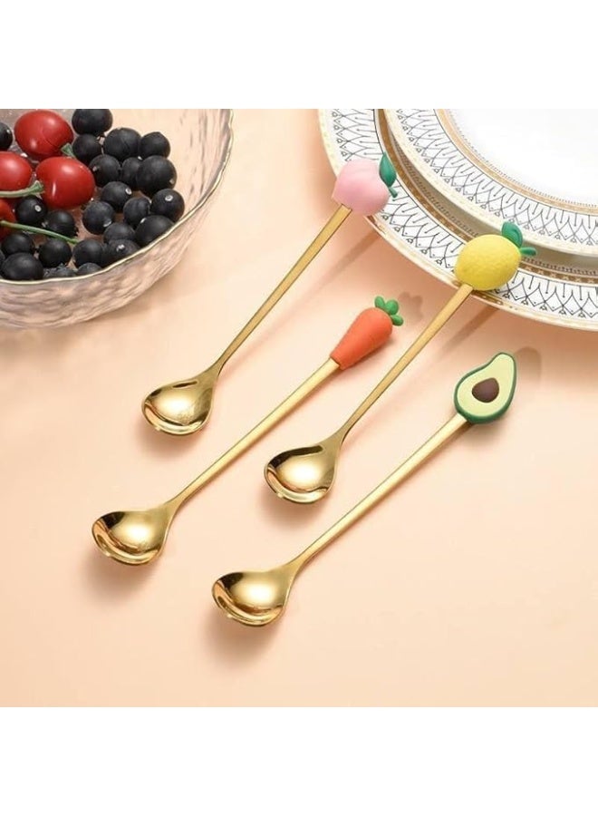 6-Piece Golden Dessert Spoon Set with Creative Fruit Shaped Handles – Elegant Gift Box Edition - Image 3