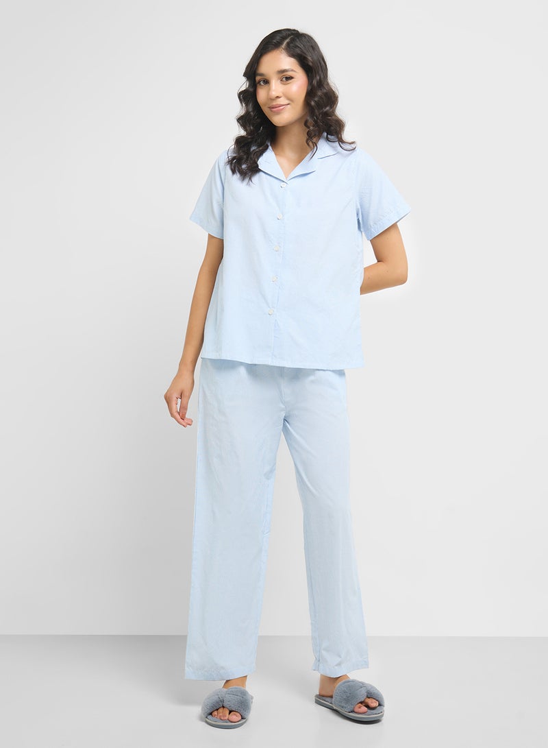 Ginger Cotton Stripe Shirt & Pyjama  Set  - Image 5
