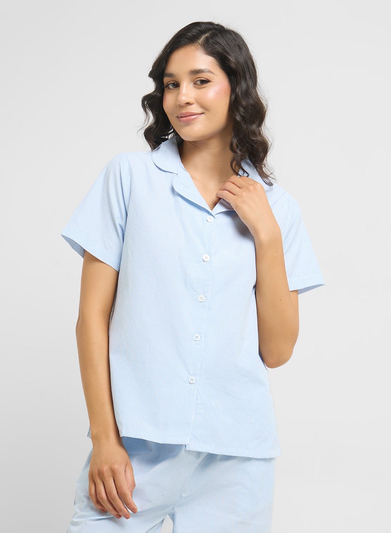 Ginger Cotton Stripe Shirt & Pyjama  Set  - Image 3