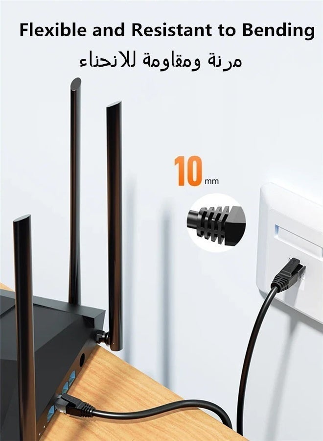 SAMZHE كابل إيثرنت Cat 6 بطول 10 أمتار، عالي السرعة جيجابت 1000 ميجابت في الثانية، مزود بدبابيس مطلية بالذهب، متعدد الطبقات مضاد للتداخل، سلك توصيل لشبكة LAN والإنترنت والكمبيوتر، متوافق مع PS5 وPS4 وXbox والكمبيوتر الشخصي وأجهزة الألعاب وأجهزة التوجيه والمودم (أسود) - Image 4