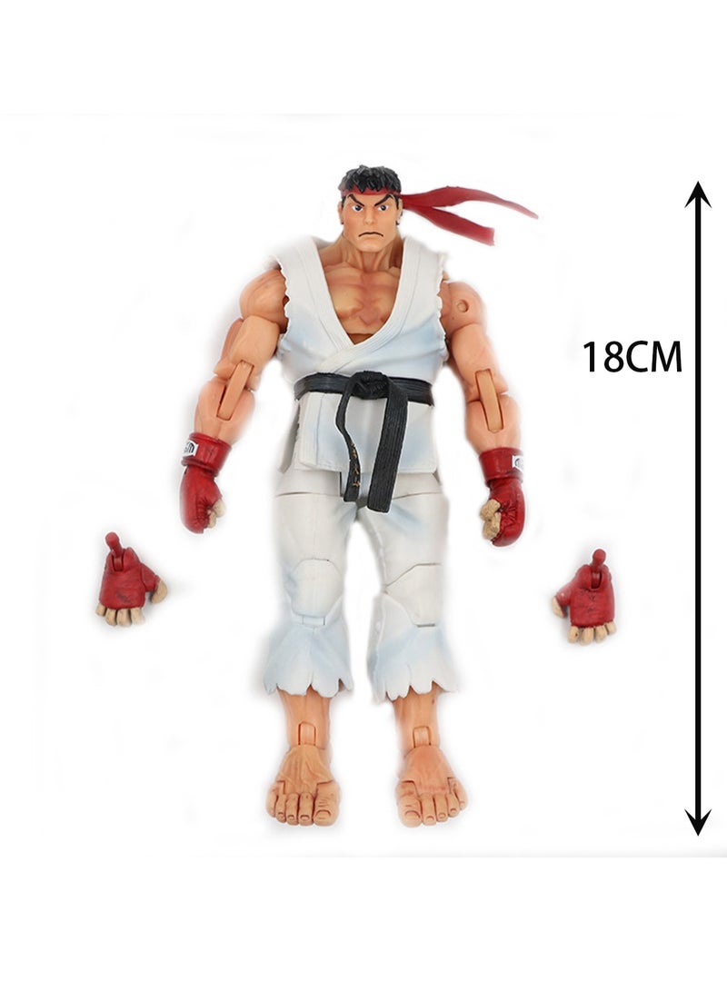 Street Fighter IV 18CM Collectible Statue/Activity Model/Children's Gift (White-Clothed Ryu) - Image 2