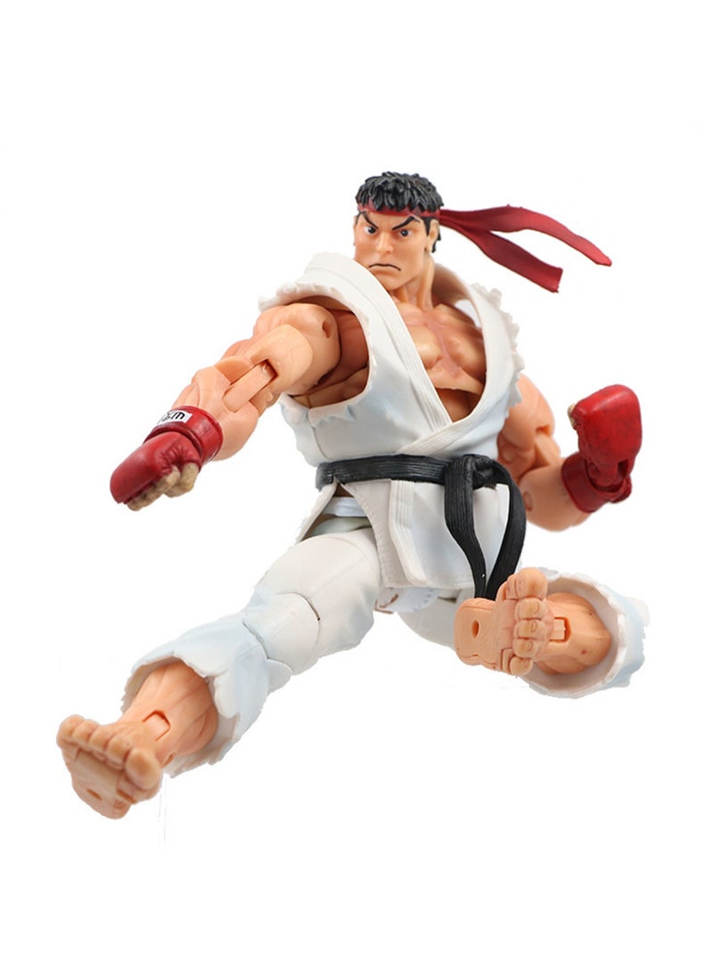 Street Fighter IV 18CM Collectible Statue/Activity Model/Children's Gift (White-Clothed Ryu) - Image 3