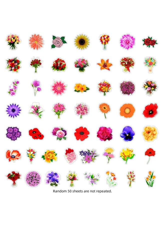 ORAINBOW 50 Pack Flower Stickers Flower Party Favors Birthday Decorations Gifts - Image 2