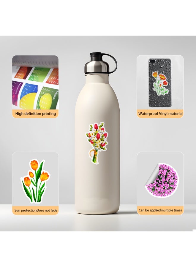 ORAINBOW 50 Pack Flower Stickers Flower Party Favors Birthday Decorations Gifts - Image 3