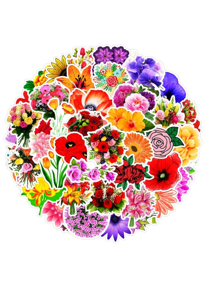 ORAINBOW 50 Pack Flower Stickers Flower Party Favors Birthday Decorations Gifts - Image 1