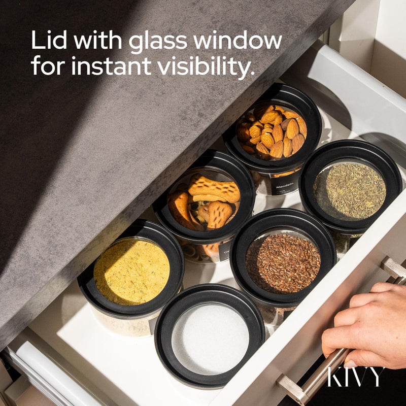 KIVY Large Glass Jar with transparent Glass Lid [100oz] Sealed glass canisters with airtight lid - Black canister - Laundry pod jar - Rice Storage jar - Flour and sugar containers - Flour Canister - Image 4