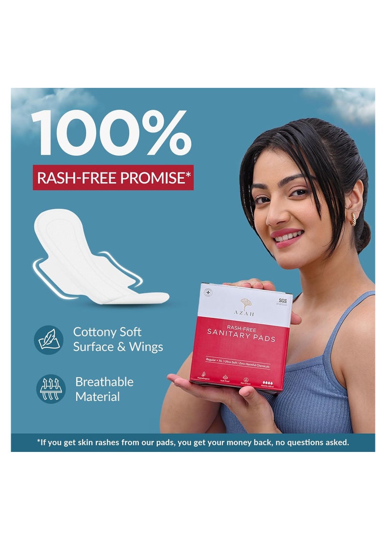 AZAH Sanitary Pads for Women XL [Pack of 20] 100% Rash-Free sanitary napkins | 3x More Absorption, Cottony Soft and Dry Top Cover for heavy Flow | Toxin Free, Locks Odour, Leak-Proof - Image 2