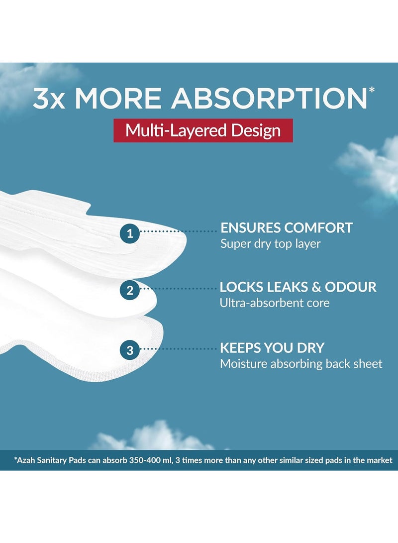 AZAH Sanitary Pads for Women XL [Pack of 20] 100% Rash-Free sanitary napkins | 3x More Absorption, Cottony Soft and Dry Top Cover for heavy Flow | Toxin Free, Locks Odour, Leak-Proof - Image 3