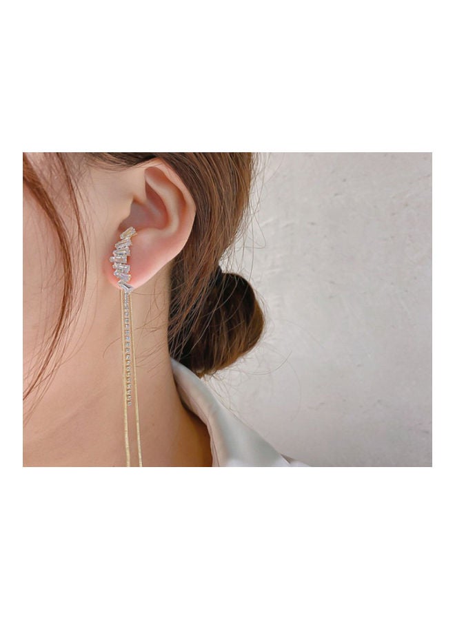 925 Silver Needle With Zircon Tassel Long Earrings