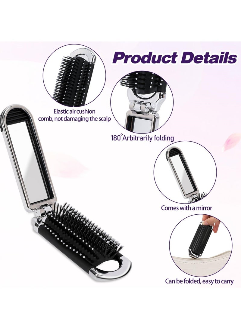 Y&D 2Pcs Folding Hair Brushes with Mini Mirrors - Collapsible Pocket Size Travel Compact Design Styling Tools for Gym, Trip, Purse, Swimming - Image 5