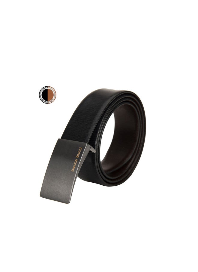 Bacca Bucci Men's Reversible Black and Brown Leather Belt - Image 3