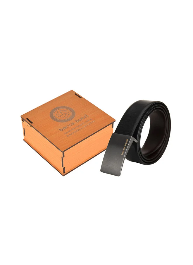 باكا بوتشي حزام رجالي جلد أسود وبني قابل للعكس