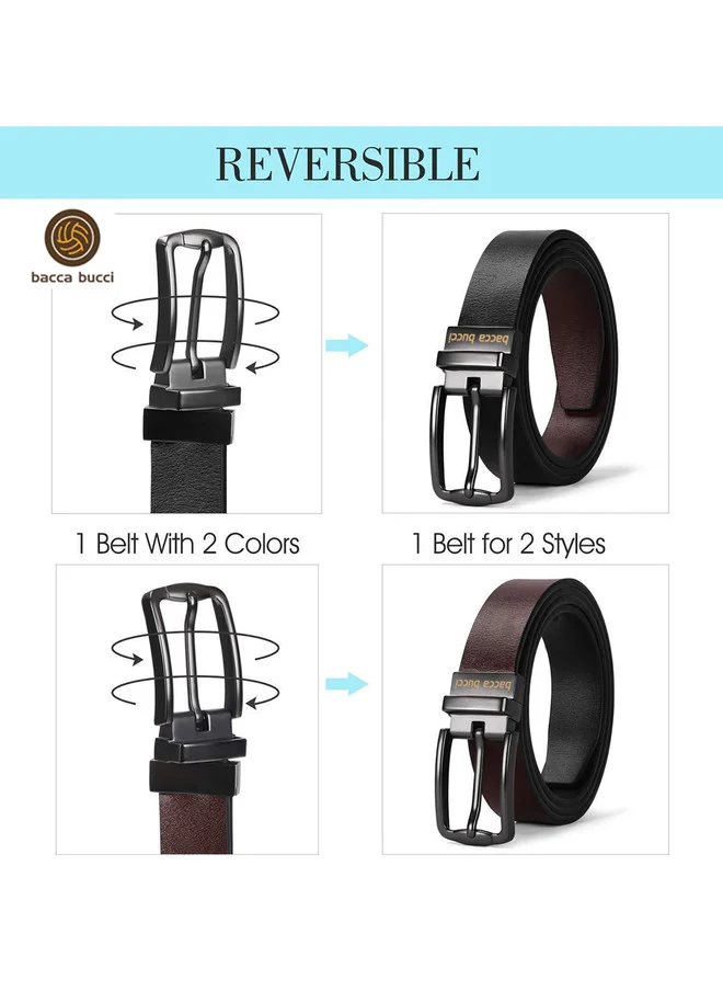 Bacca Bucci  Men's Reversible Black and Brown Leather Belt for Men | Best Price UAE