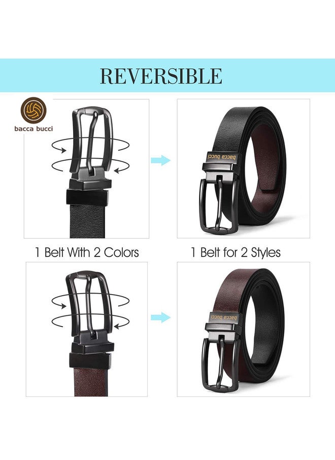 Bacca Bucci Men's Reversible Black and Brown Leather Belt - Image 5