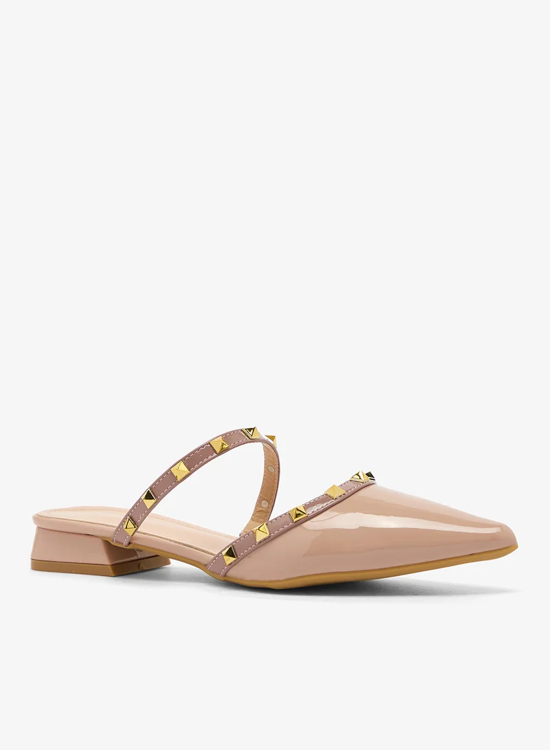 ELLA Spike Metal Rhinestone Detail PU Mules