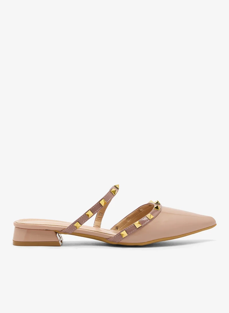 ELLA Spike Metal Rhinestone Detail PU Mules