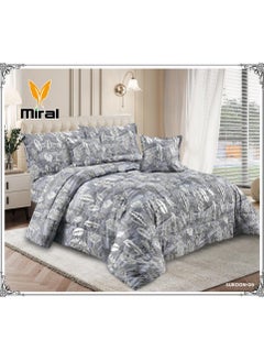 Miral Floral Comforter Set for Double Bed – 6 Pieces – 240×220 cm Quilt – Fitted Sheet 200×200+30 cm 