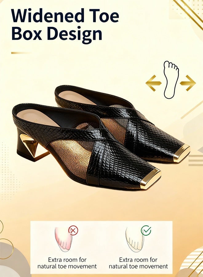 Chic Square-Toe Slip-Ons with Exotic Patterned Front - Image 2