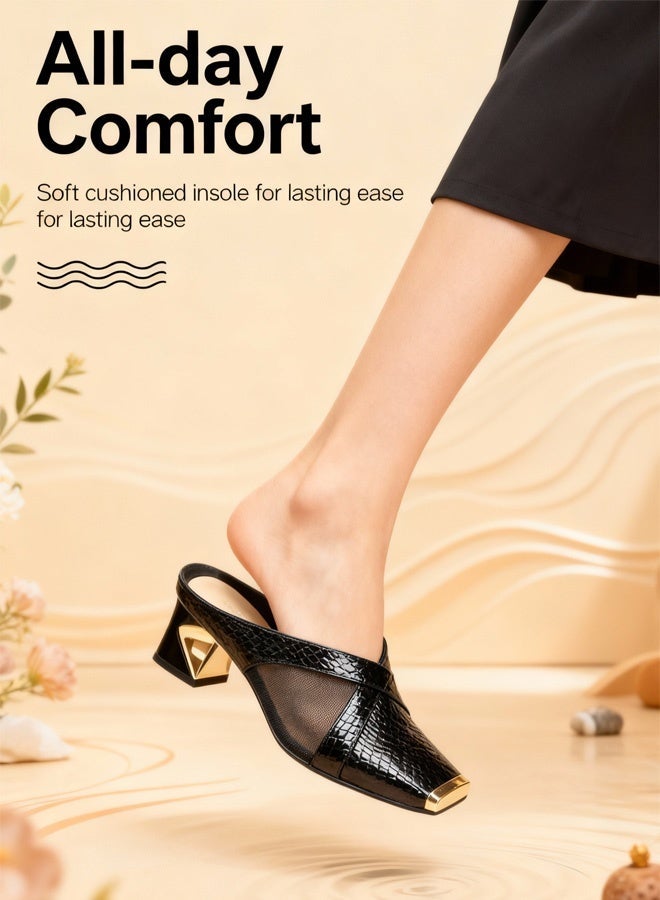 Chic Square-Toe Slip-Ons with Exotic Patterned Front - Image 4