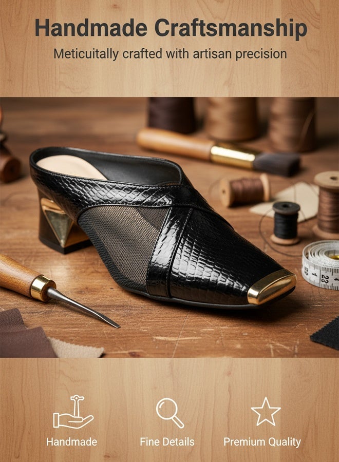 Chic Square-Toe Slip-Ons with Exotic Patterned Front - Image 5