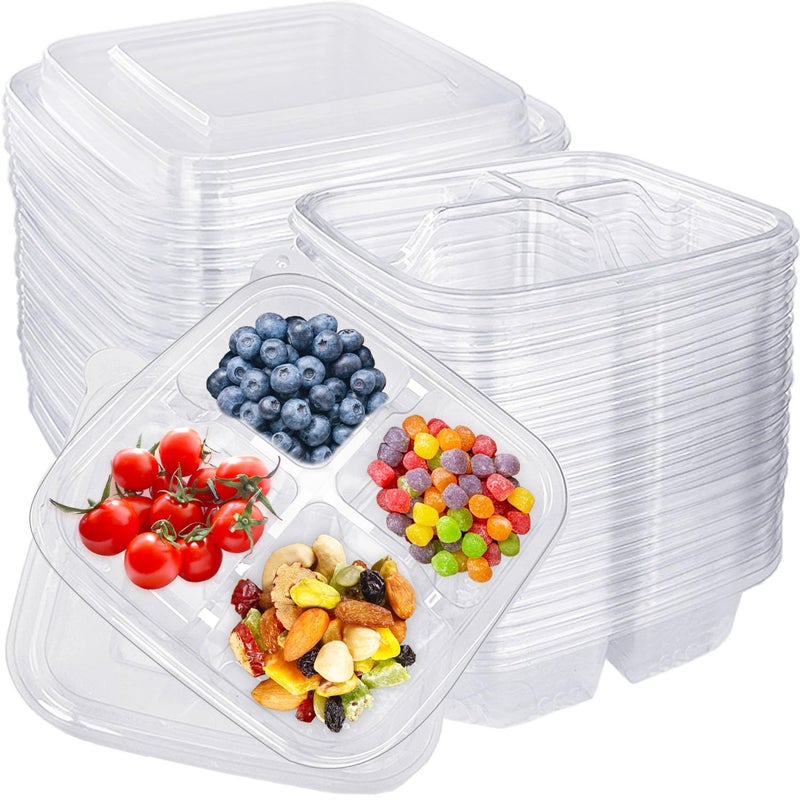 Haawooky 30 Pcs Bento Snack Containers4 Compartment Meal Prep Lunch Containers with LidsFood Storage Containers for School Work Travel