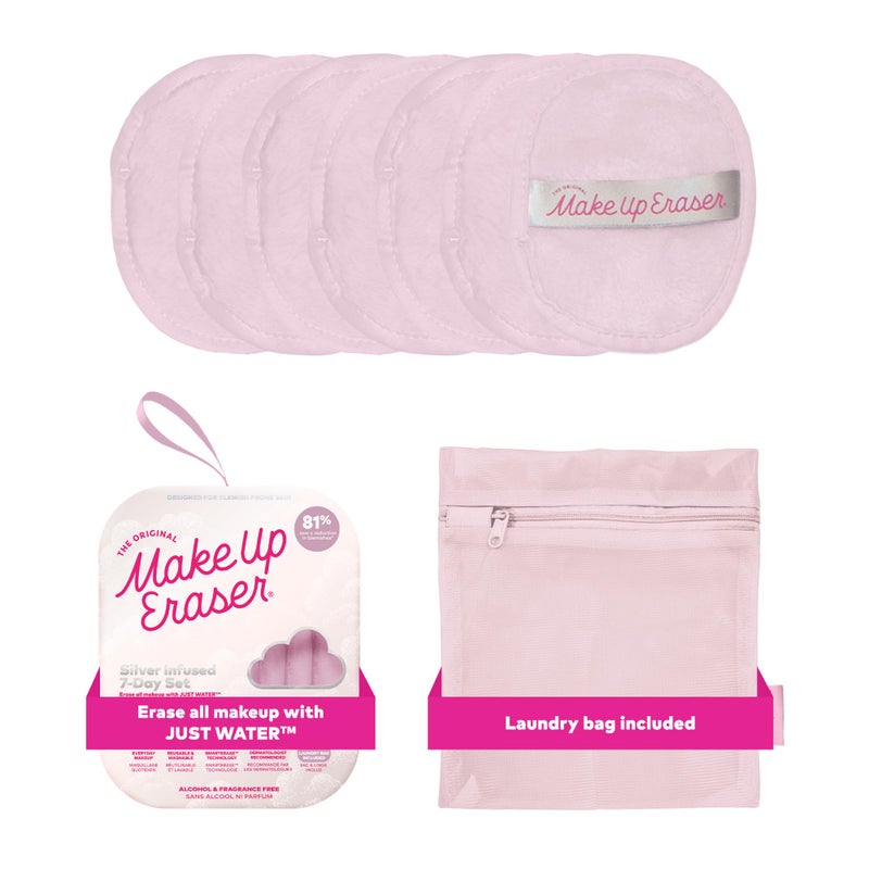 Makeup Eraser The Original MakeUp Eraser 7Day Set Erase All Makeup With Just Water Including Waterproof Mascara Eyeliner Foundation Lipstick Sunscreen and More Silver Infused 7ct - Image 2