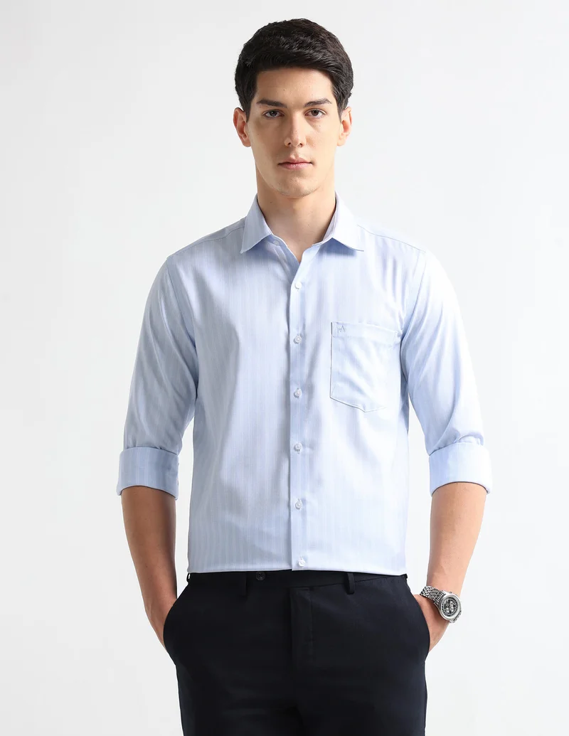 Arrow Vertical Striped Auto Press Shirt