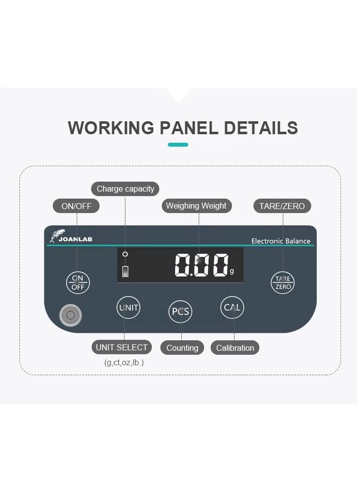 JOANLAB - XQT-Tech JOAN LAB High Precision Digital Weighing Scale 5kg@0.0001kg (5000g @0.1g)  Stainless Steel with wind hood for Laboratory Scientific Industrial Home Store Warehouse | Weighing machine | Laboratory Weighing scale | Precision Scale | Kitchen Scale |food scale | Jewellery Scale - Image 1