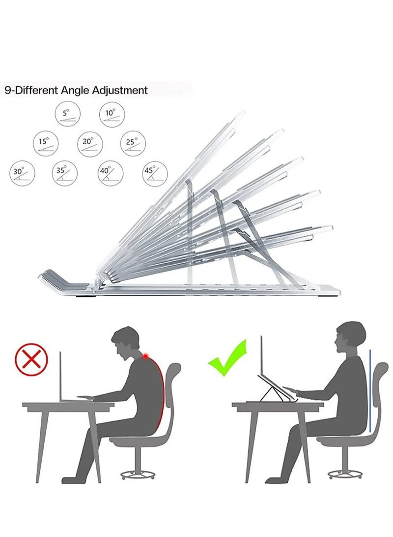 Laptop Stand for Desk , Portable Laptop Holder Riser for desk, Adjustable Aluminium Foldable Laptop Stand Compatible with 10 to 15.6 Inches Notebook Computer, Silver - Image 5