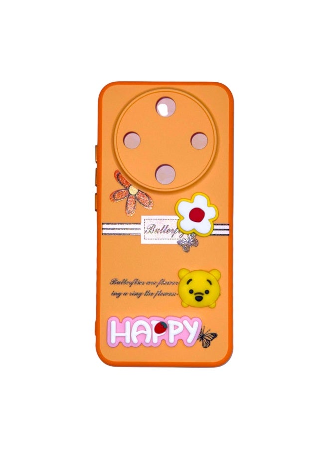 جراب هاتف بشخصيات كرتونية مع حماية للكاميرا لهاتف Honor X9d، برتقالي - Image 1