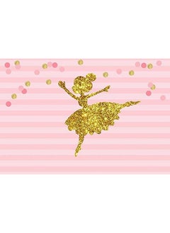 7X5Ft Ballerina Princess Tutu Girl Happy Birthday Vinyl Backdrop Pink Striped Golden Ballet Dancer Background For Photography Little Kids Baby Shower Party Decoration Banner Photo Studio Props