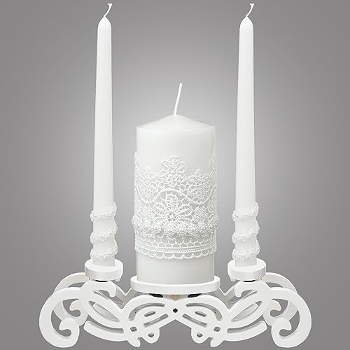 Irenare Unity Candles with Holder for Wedding Ceremony Wedding Decortions Accessories Glass Candle Holder Pillar Candle for Formal Events ChurchStylish Style - Image 1