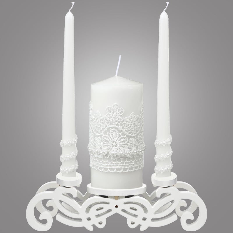 Irenare Unity Candles with Holder for Wedding Ceremony Wedding Decortions Accessories Glass Candle Holder Pillar Candle for Formal Events ChurchStylish Style - Image 2