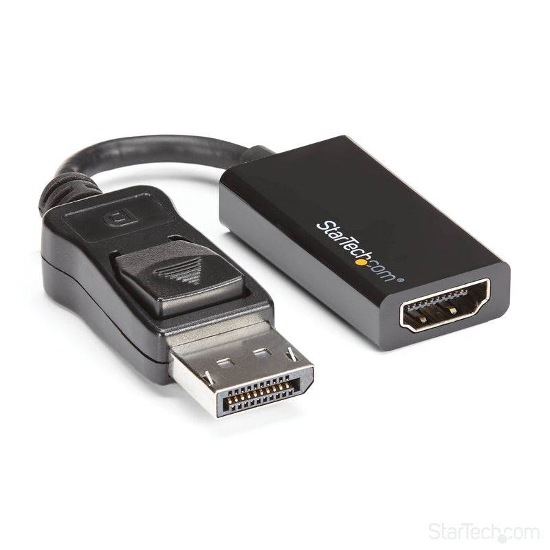 StarTech.com DisplayPort to HDMI Adapter - 4K 60Hz Active DP 1.4 to HDMI 2.0 Video Converter - DP to HDMI Monitor/TV/Display Cable Adapter Dongle - Latching DP Connector (DP2HD4K60S), Black - Image 1