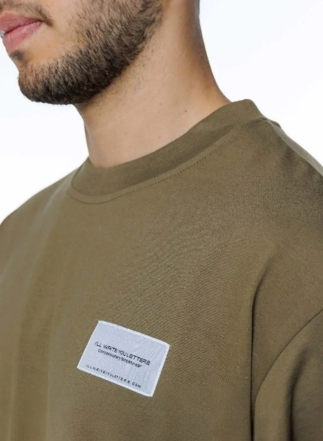 I'LL WRITE YOU LETTERS Olive Green Oversize Tee