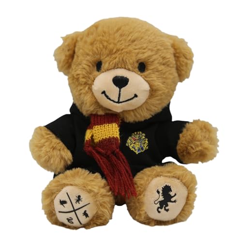 Harry Potter Gryffindor Bear Plush Toy Hogwarts Mini Teddy with Robe Scarf Collectible Stuffed Animal with Silkscreen Paw Prints House Mascot Wizarding World Gift for Kids Fans - Image 1
