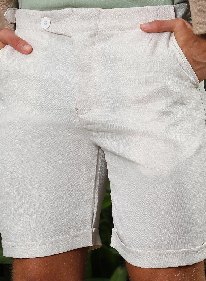 Campus Sutra Tailored Linen-Blend Shorts