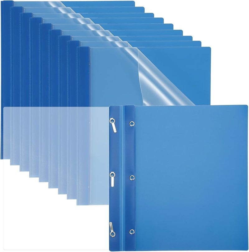 أغلفة تقارير بلاستيكية زرقاء مع مثبتات شوكية 10 قطع 80 ورقة أغلفة عرض أمامية شفافة للسير الذاتية والمستندات - Image 2