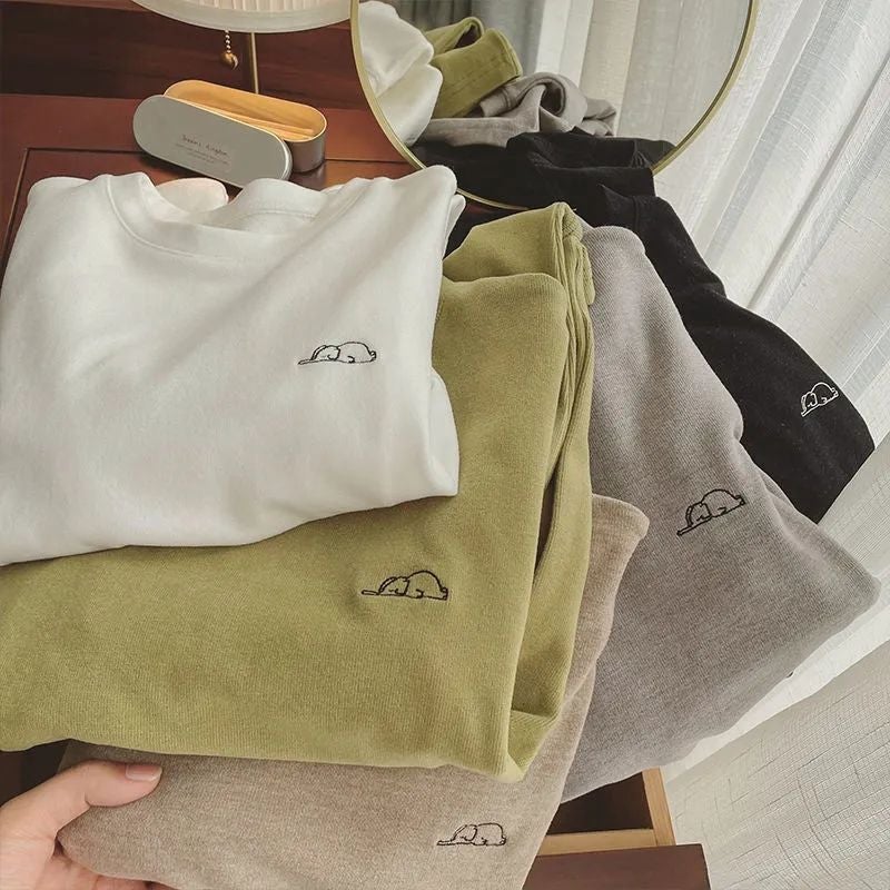 Double-Sided Velvet Warm Round Neck Long-Sleeved T-Shirt Women'S Loose All-Match Inner Top Base Shirt - Image 2