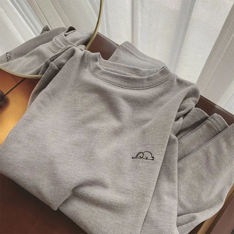 Double-Sided Velvet Warm Round Neck Long-Sleeved T-Shirt Women'S Loose All-Match Inner Top Base Shirt - Image 1