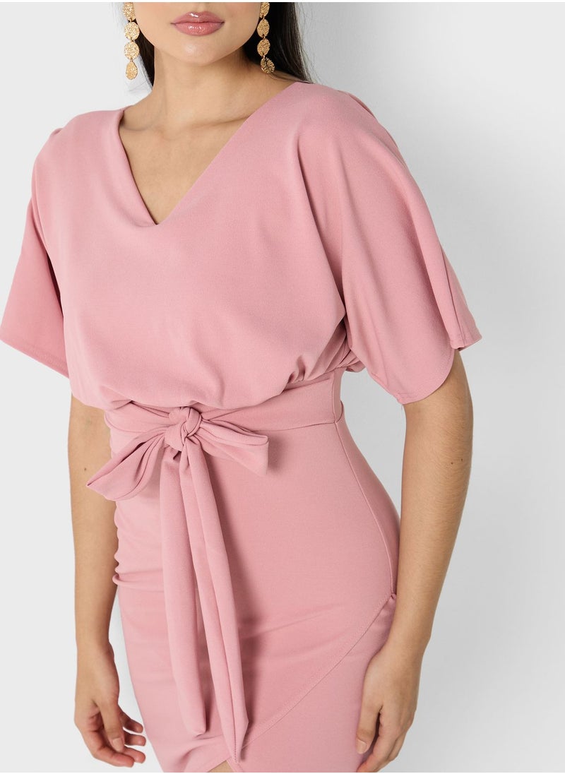 boohoo Tie Detail Wrap Dress  - Image 3