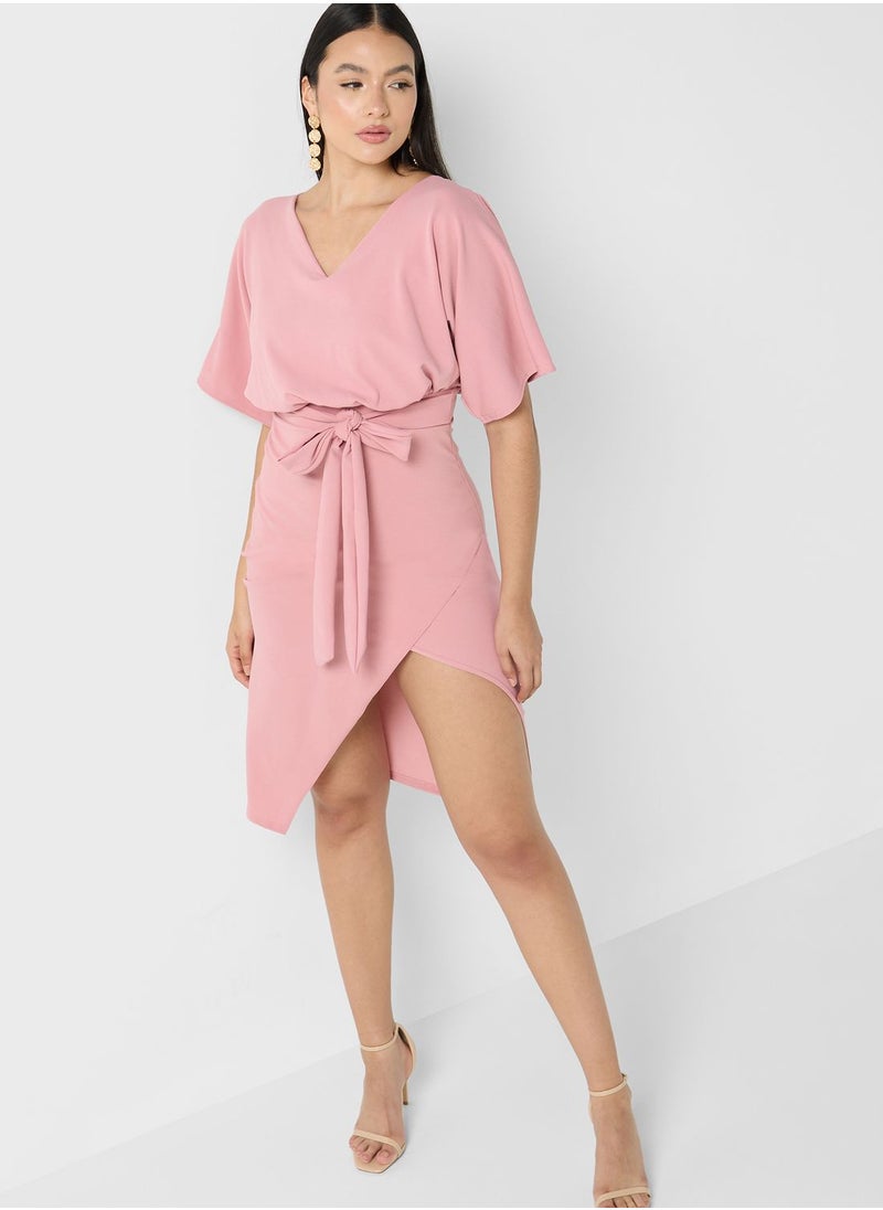 boohoo Tie Detail Wrap Dress  - Image 4