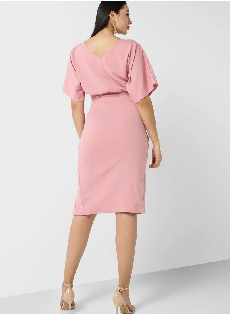 boohoo Tie Detail Wrap Dress