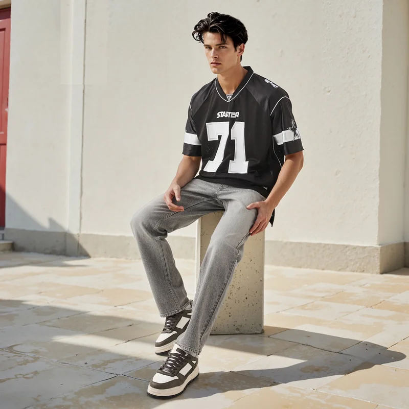 ADOT by Splash Starter Varsity Print V-Neck T-shirt